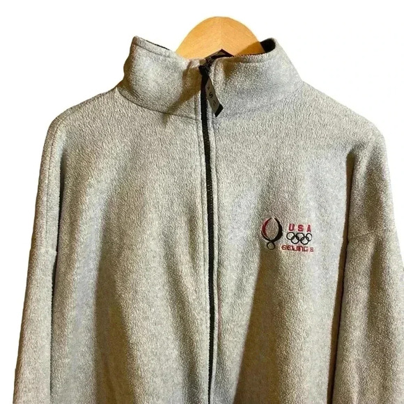 VGT Y2K USA Olympics Beijing 2008 Zip-up Front Fleece Jacket Made in USA XXL - Picture 2 of 11